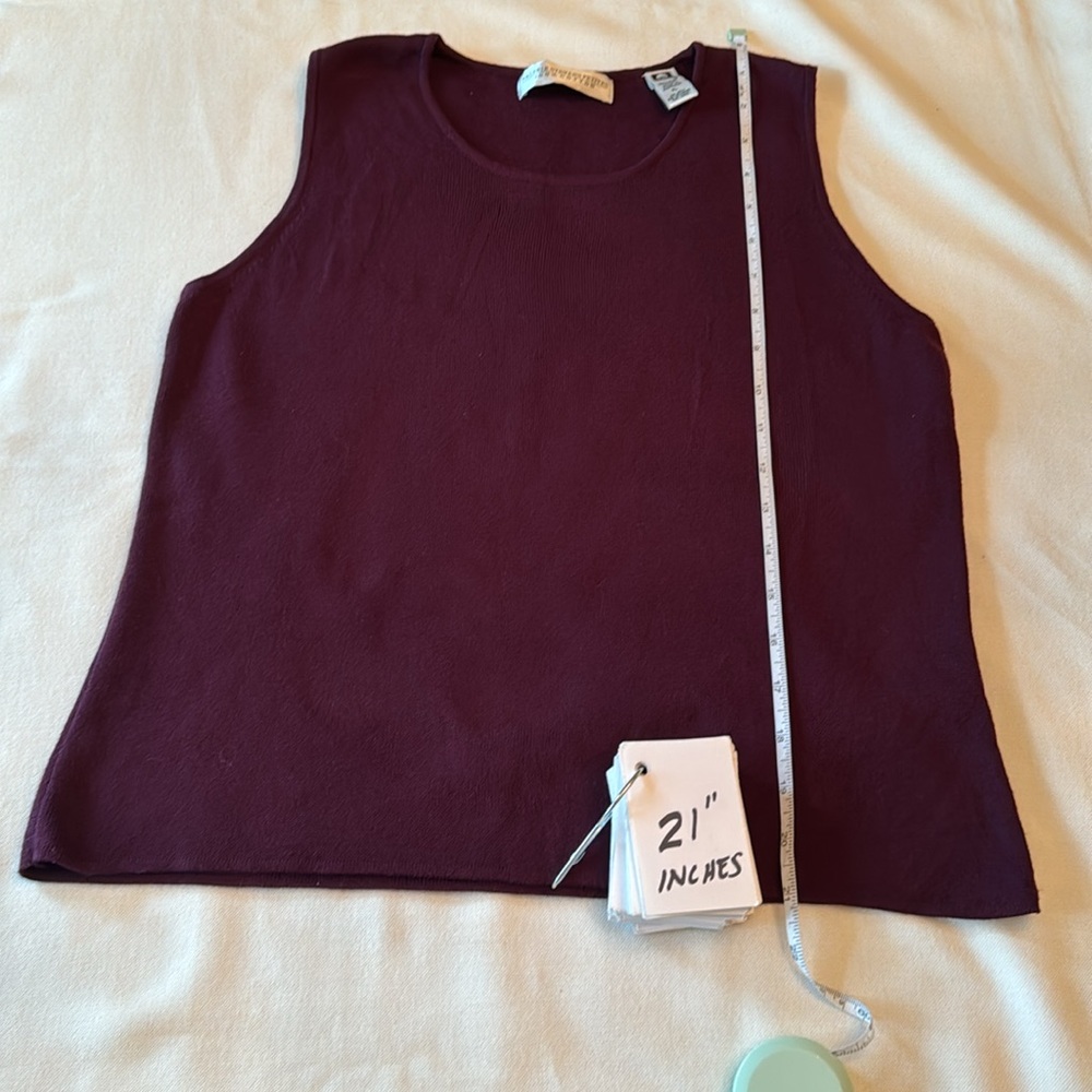 Valerie Stevens Dark Burgundy 100% Pima Cotton Knit Shell - Picture 9 of 9